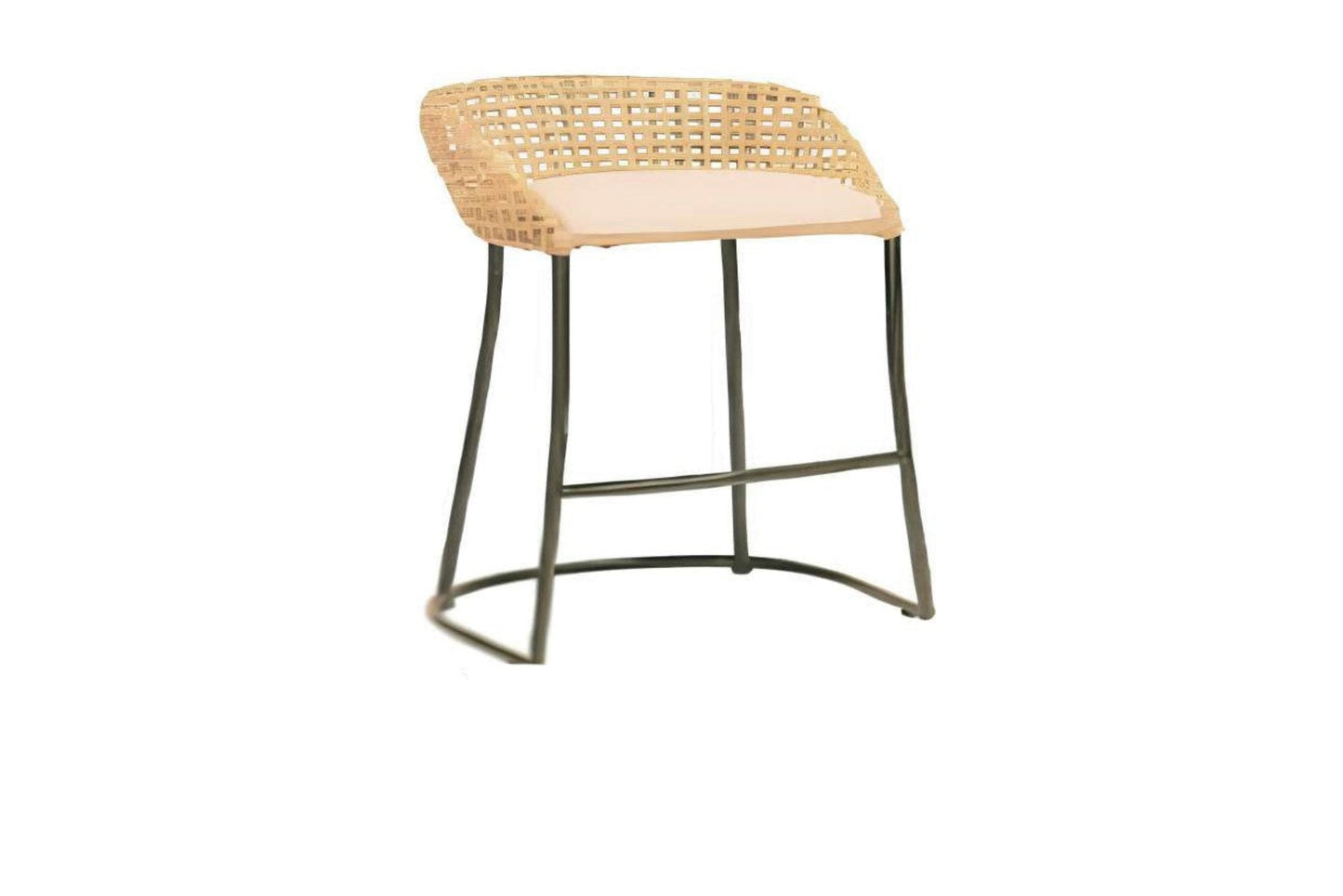 Taburete de Bar Moderno de Ratán Tejido con Patas de Metal