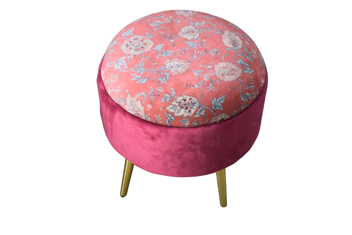 Blossom Pink Round Stool with Metal Legs