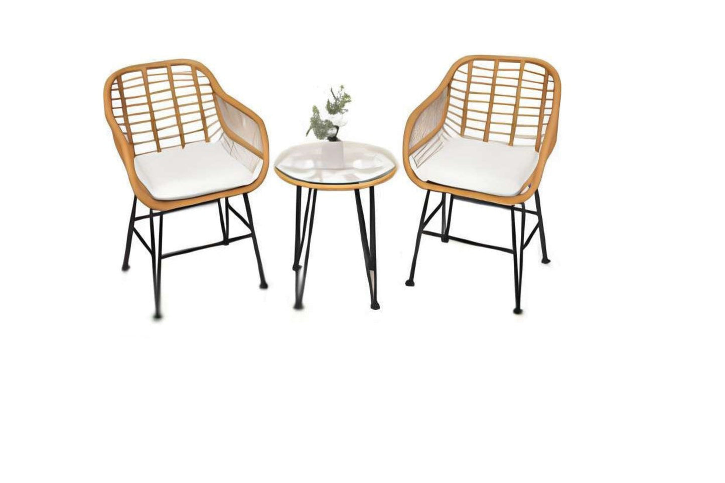 Conjunto de Patio Bistro de Ratán de 3 Piezas