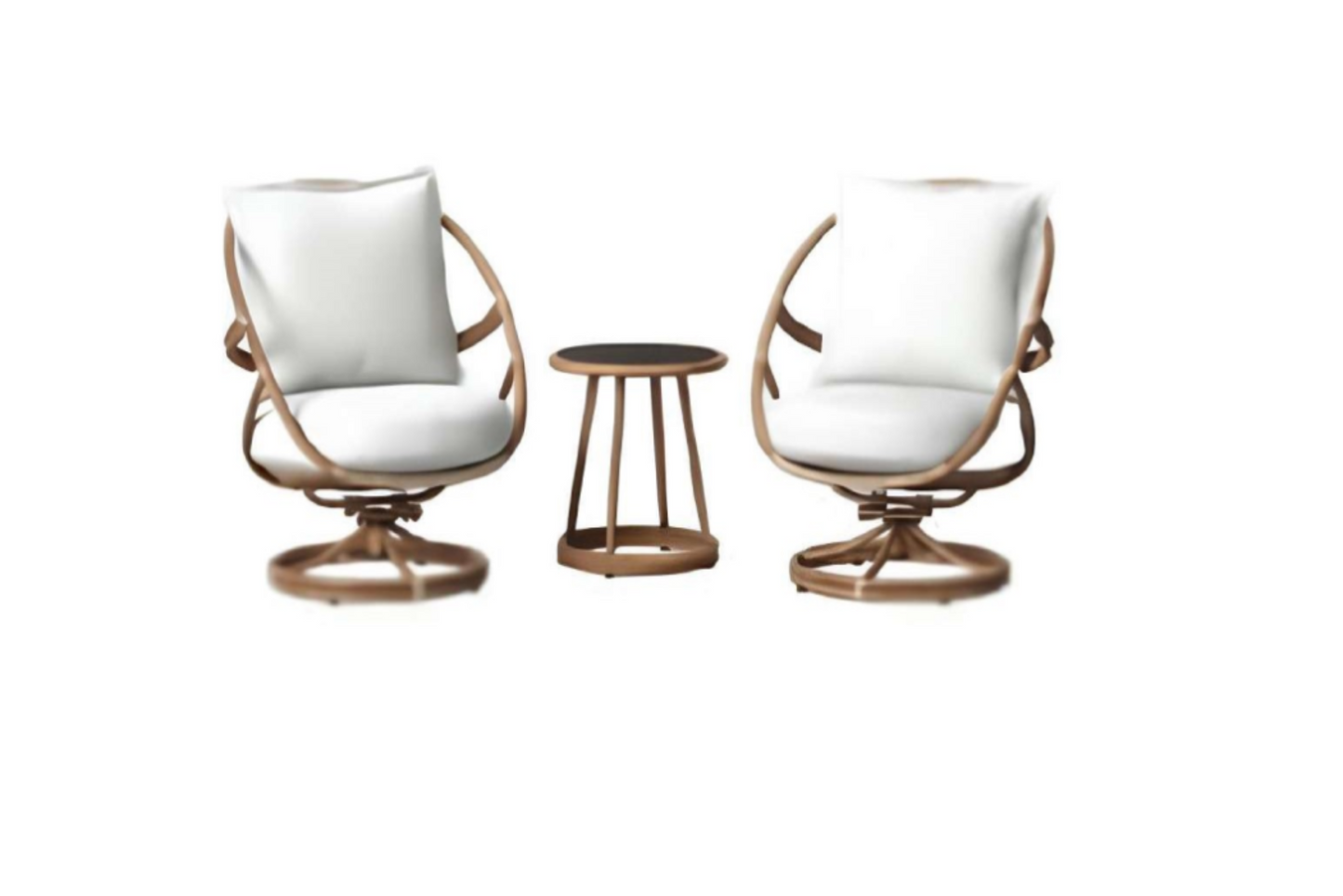 Conjunto de Lounge Giratorio de Ratán de 3 Piezas