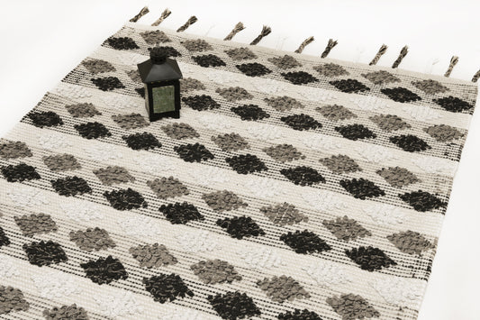 Alfombra de Algodón con Diamantes – Orilla Rematada con Borlas