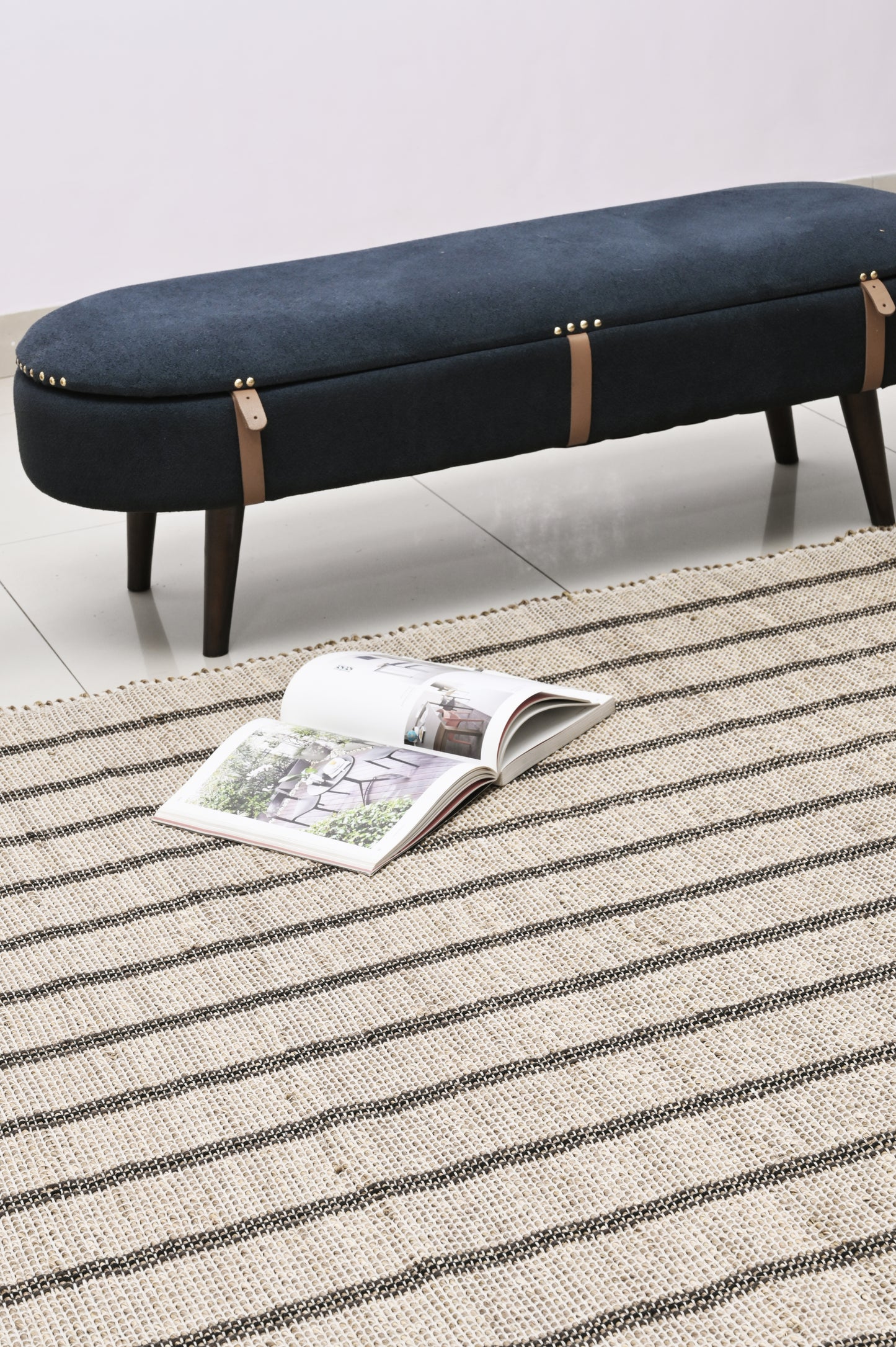 Alfombra de Sea Grass a Rayas – Borde Acabado