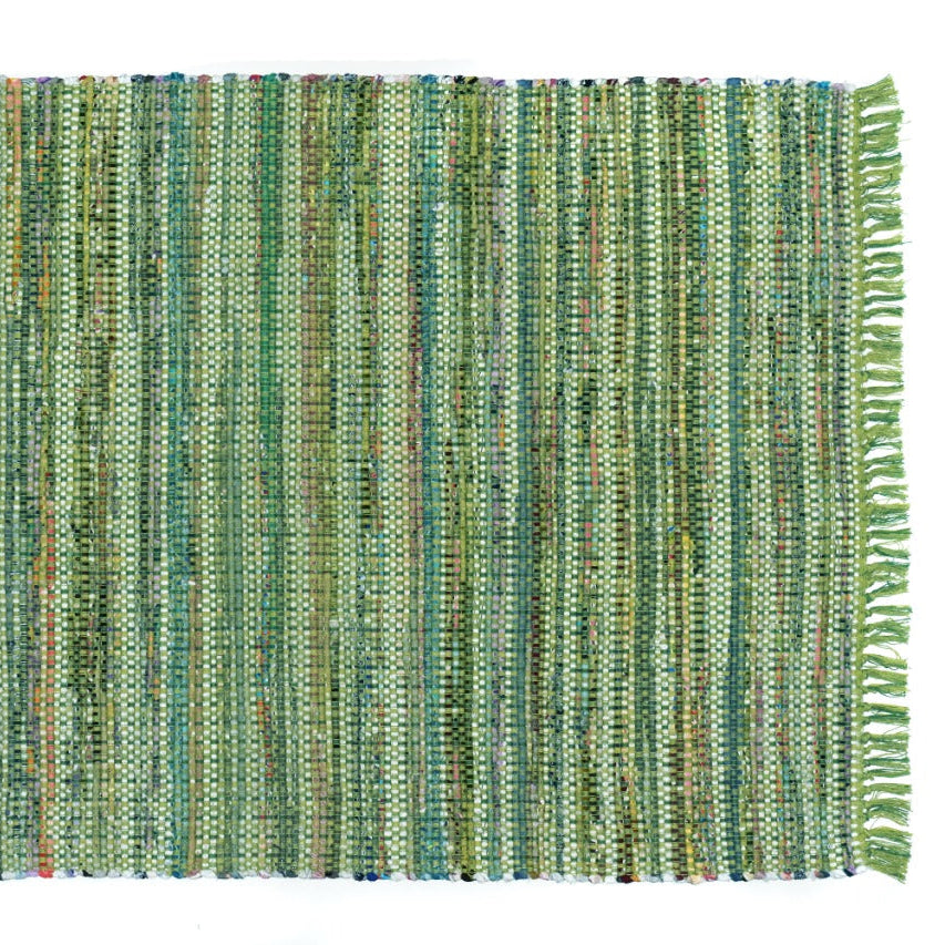 Alfombra chindi IC12557 verde con flecos