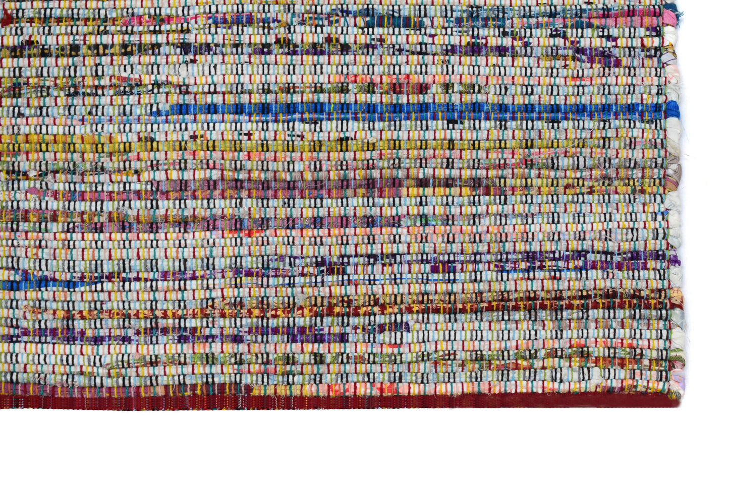 Multicolor Chindi Printed Rug with Hem