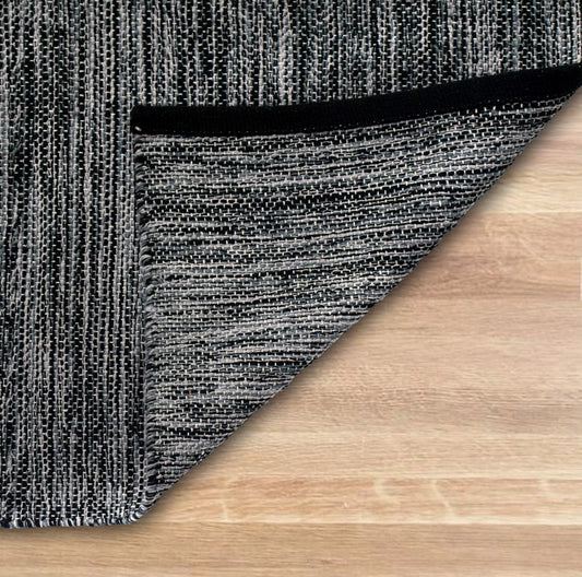 Alfombra Chindi Lisa Con Borde IC14464 Negro/Blanco