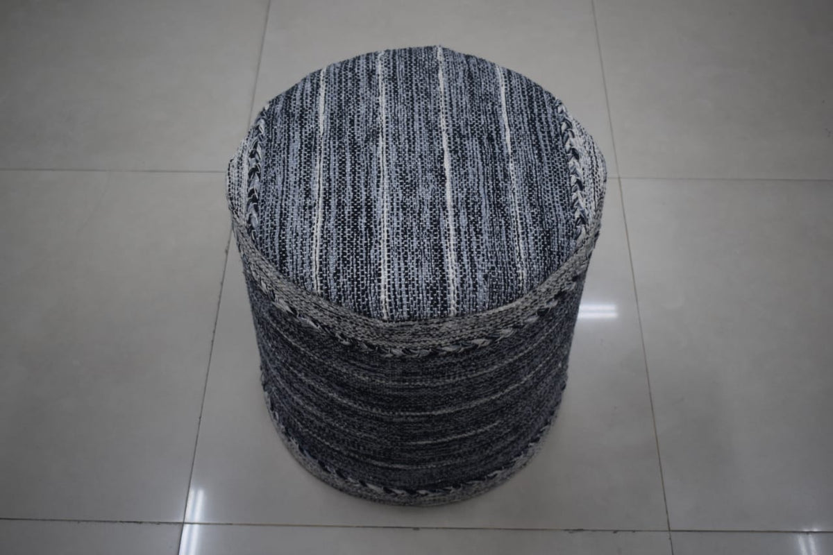 Puf Kilim de Algodón IC14491 Grises/Plateado
