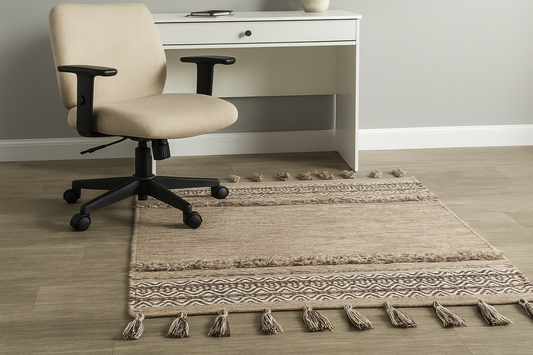 Alfombra kilim shaggy IC15969 crema y marfil - vista 1