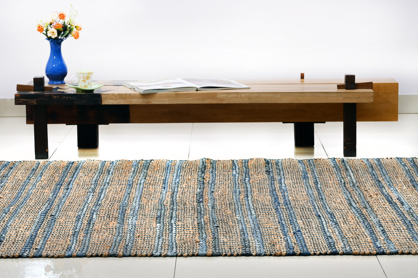 Alfombra de Denim y Yute Sarkanda – Borde Acabado