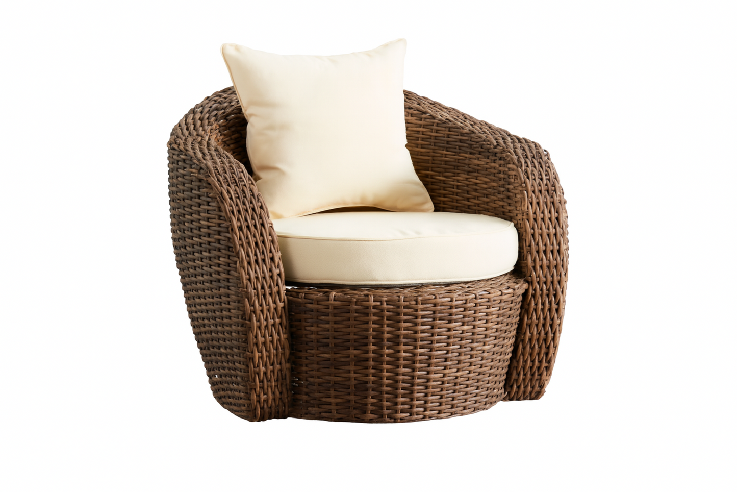 Silla Giratoria Redonda de Ratán con Cojín