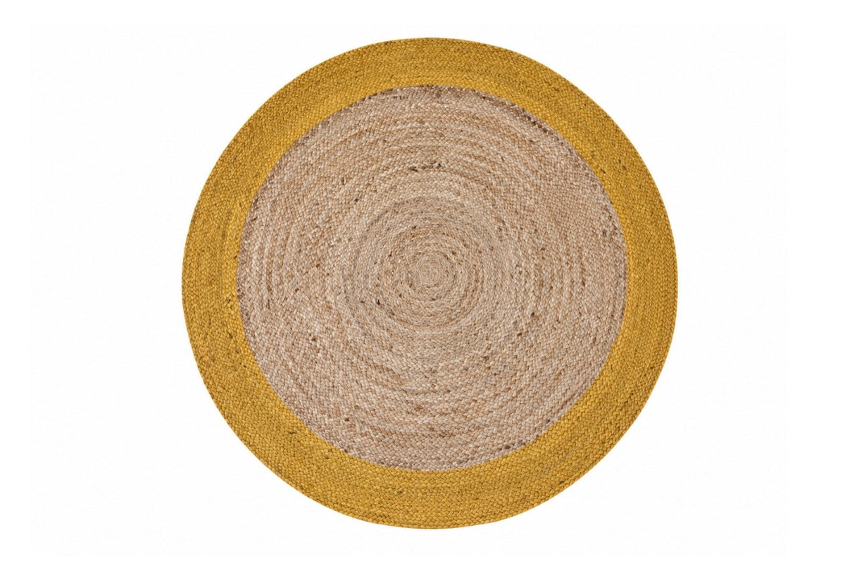 Alfombra Redonda de Yute Trenzado Con Borde IC17998 Natural