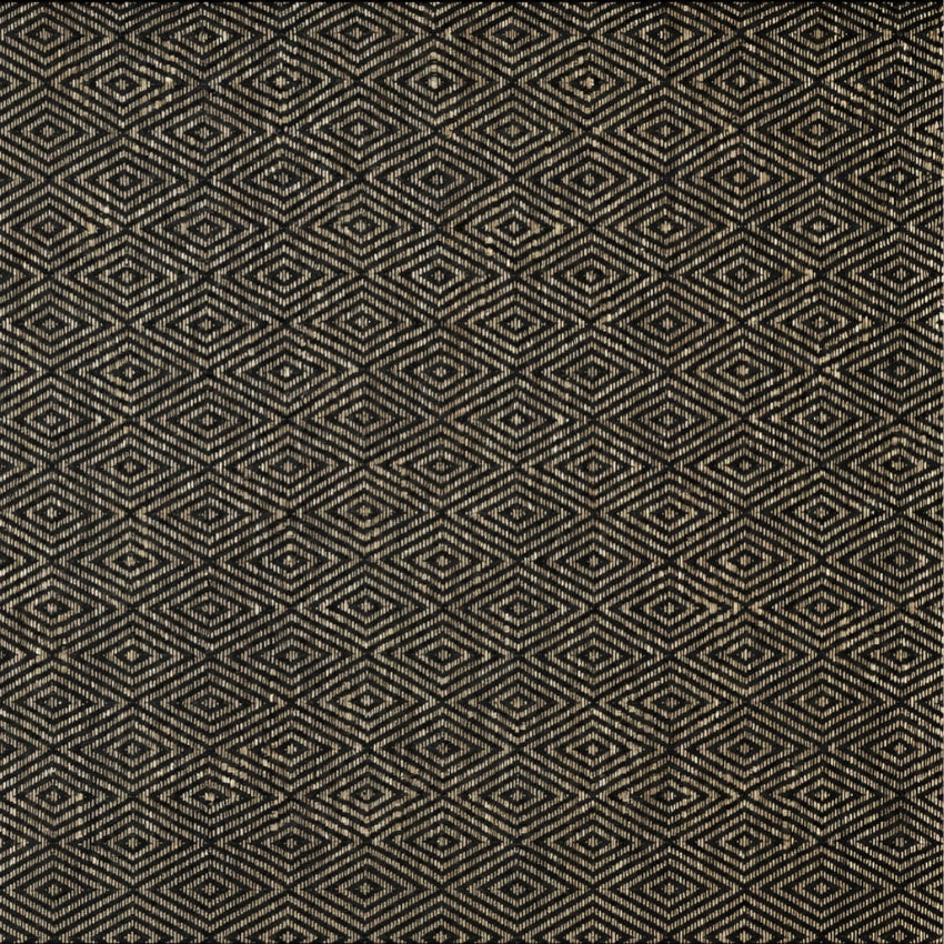 Alfombra de Yute y Algodón con Patrón de Diamante y Borde IC17879 Negro