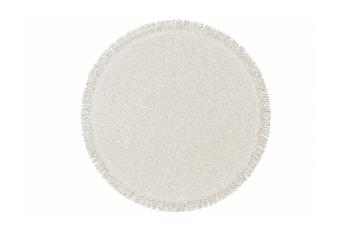 Alfombra Redonda de Yute Con Base Antideslizante IC18597 Blanco