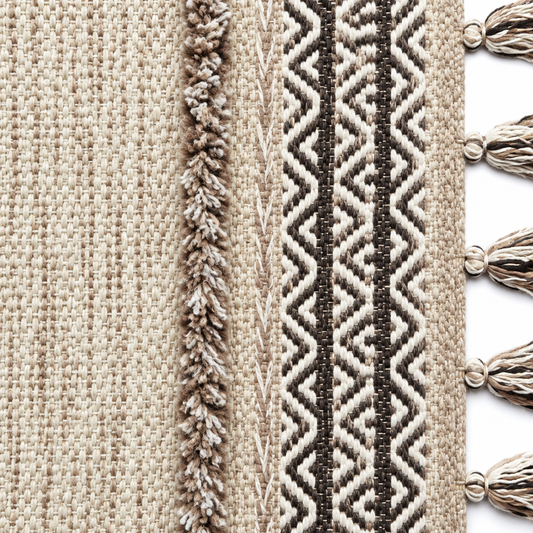 Alfombra Kilim Shaggy de Algodón IC15969 Crema/Marfil