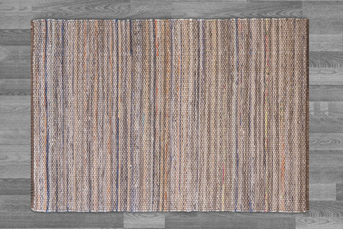 Alfombra Chindi IC14017 Marrones/Beige tejida a mano con borde perimetral