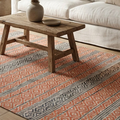 Alfombra Kilim de Algodón Borde Acabado IC15032 Naranja