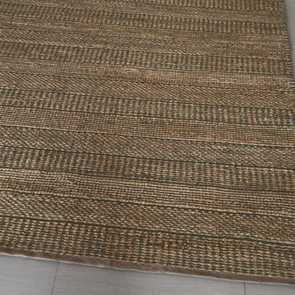 Alfombra a Rayas de Sarkanda Borde con Acabado Spray IC17797 Verde