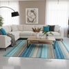 IC13516 Blue Cotton Kilim Rug with Non-Slip Backing