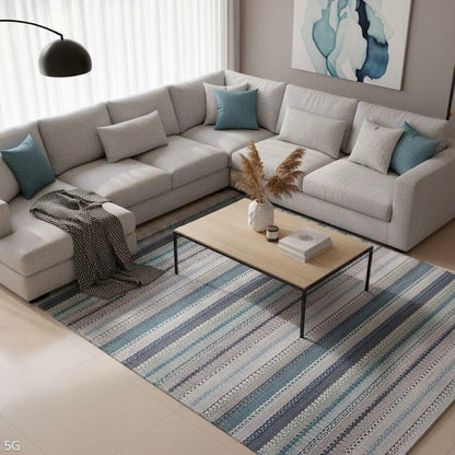 Alfombra Kilim de Algodón Con Base Antideslizante IC13801 Azul