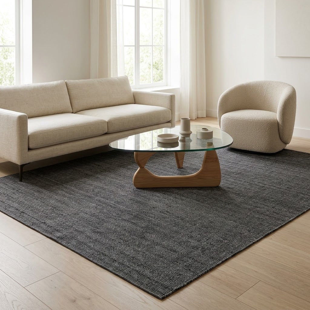 Alfombra de Algodón con Borde Carbón IC15652 Negro/Blanco