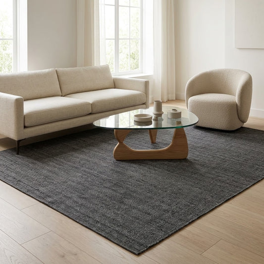 Alfombra de Algodón con Borde Carbón IC15652 Negro/Blanco