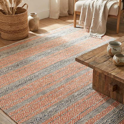 Alfombra Kilim de Algodón Borde Acabado IC15032 Naranja