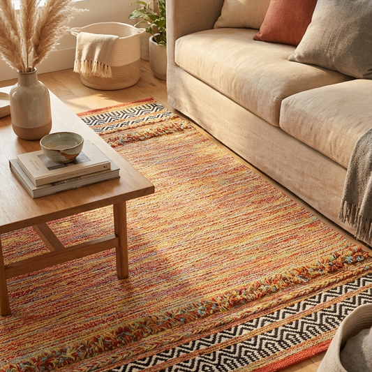 Alfombra Kilim de Algodón Textura Shaggy IC17711 Naranja