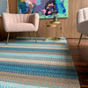 IC13516 Blue Cotton Kilim Rug with Non-Slip Backing