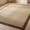 Alfombra de yute con borde marrón IC18798 en marrón y beige