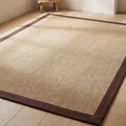 Alfombra de yute con borde marrón IC18798 en marrón y beige