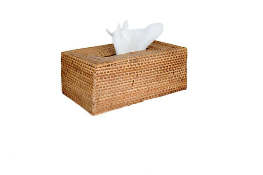Caja Cubre Pañuelos Rectangular de Ratán