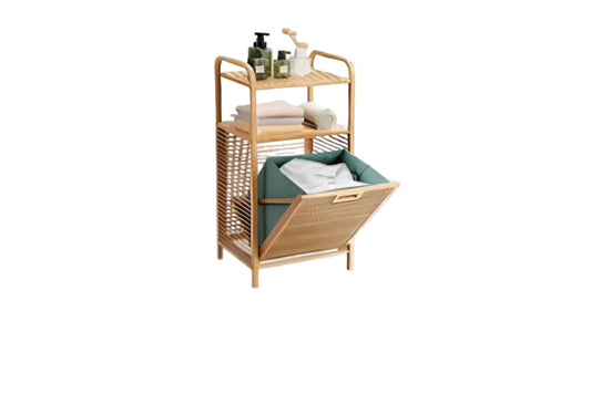 Estante de Baño de Ratán con Cesto Inclinable