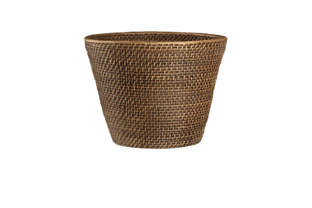 Tapered Open Rattan Wastebasket