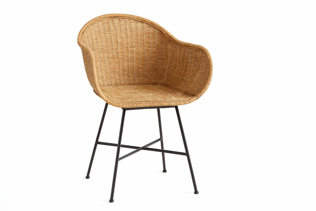Curved Back Rattan Armchair