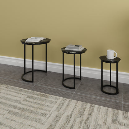 Mesa de Centro Anidable Juego de 3 MYSRTA1440478 Mármol Barmer Oscuro