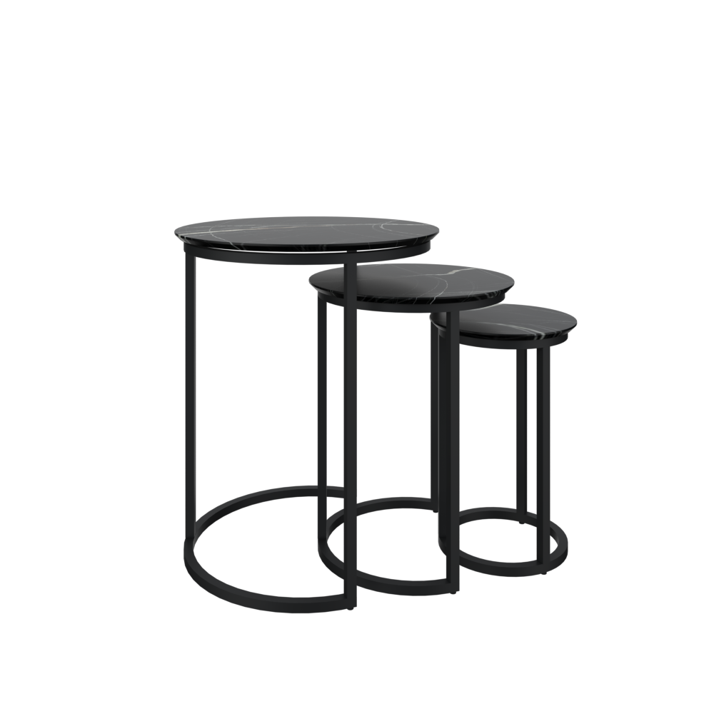 Mesa de Centro Anidable Juego de 3 MYSRTA1440478 Mármol Barmer Oscuro