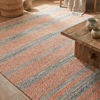 Alfombra Kilim de Algodón Borde Acabado IC15032 Naranja