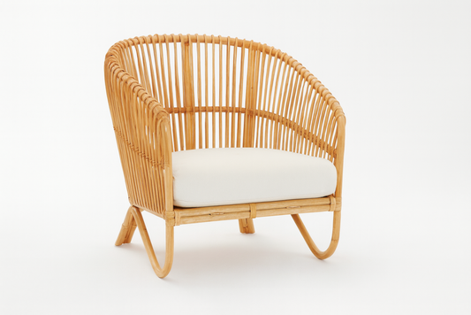Natural Wood and Rattan 2-Drawer Nightstand – Handcrafted