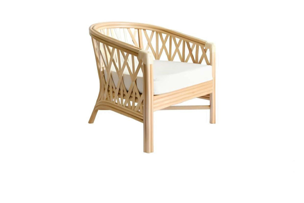 Sillón de Ratán Tejido Curvo con Cojines