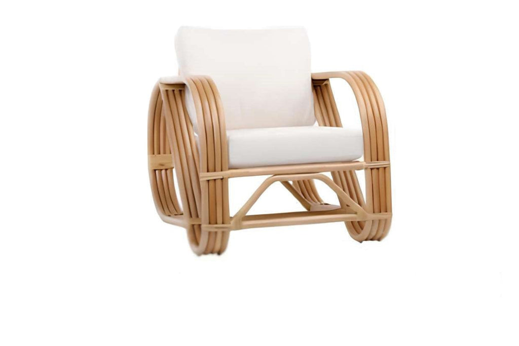 Contemporary Rounded Rattan Armchair with Cushion
