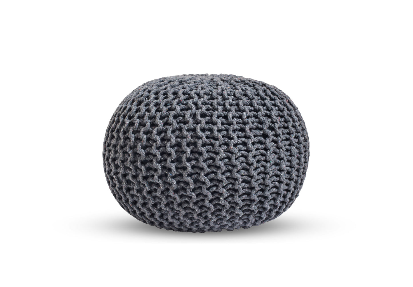 Puff Gris Claro de Algodón Dori Tejido a Mano