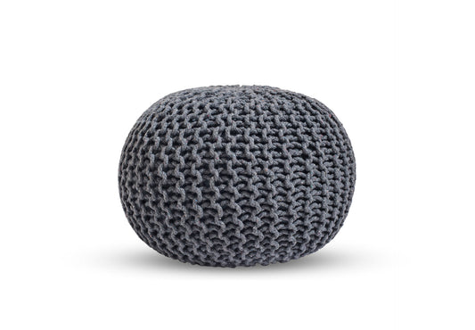 Puff Gris Claro de Algodón Dori Tejido a Mano