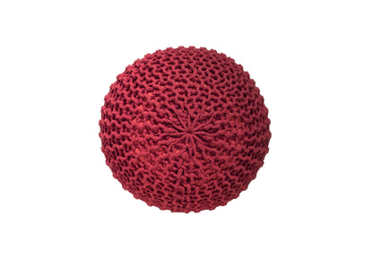 Puff Rojo de Algodón Dori Tejido a Mano