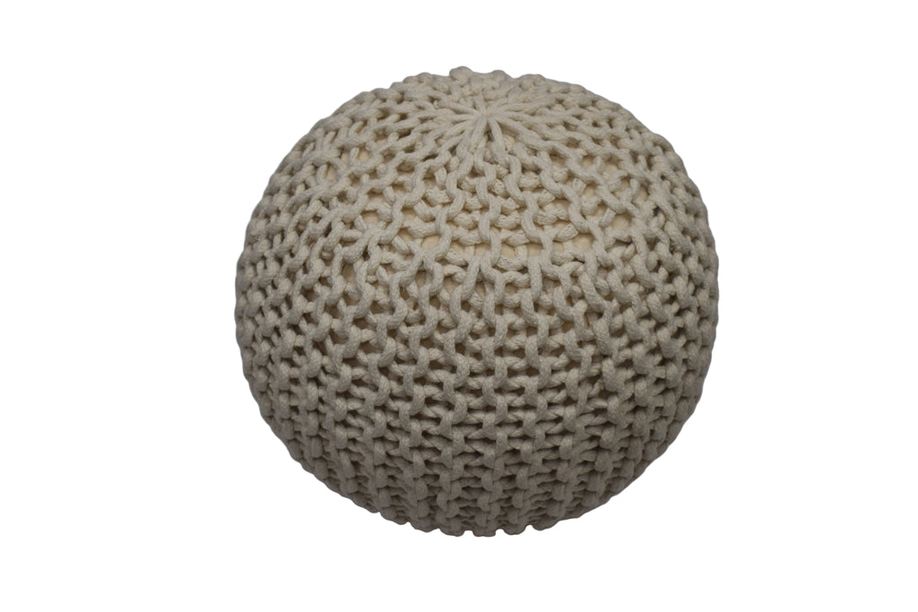 Puff Crema de Algodón Dori Tejido a Mano