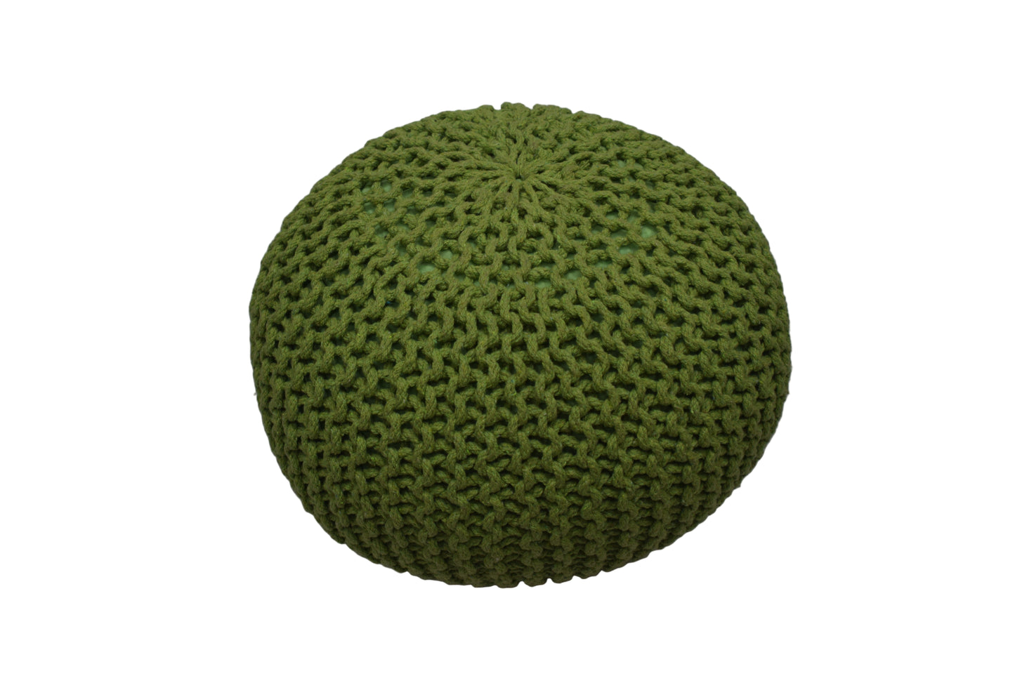 Puff Verde Claro de Algodón Dori Tejido a Mano