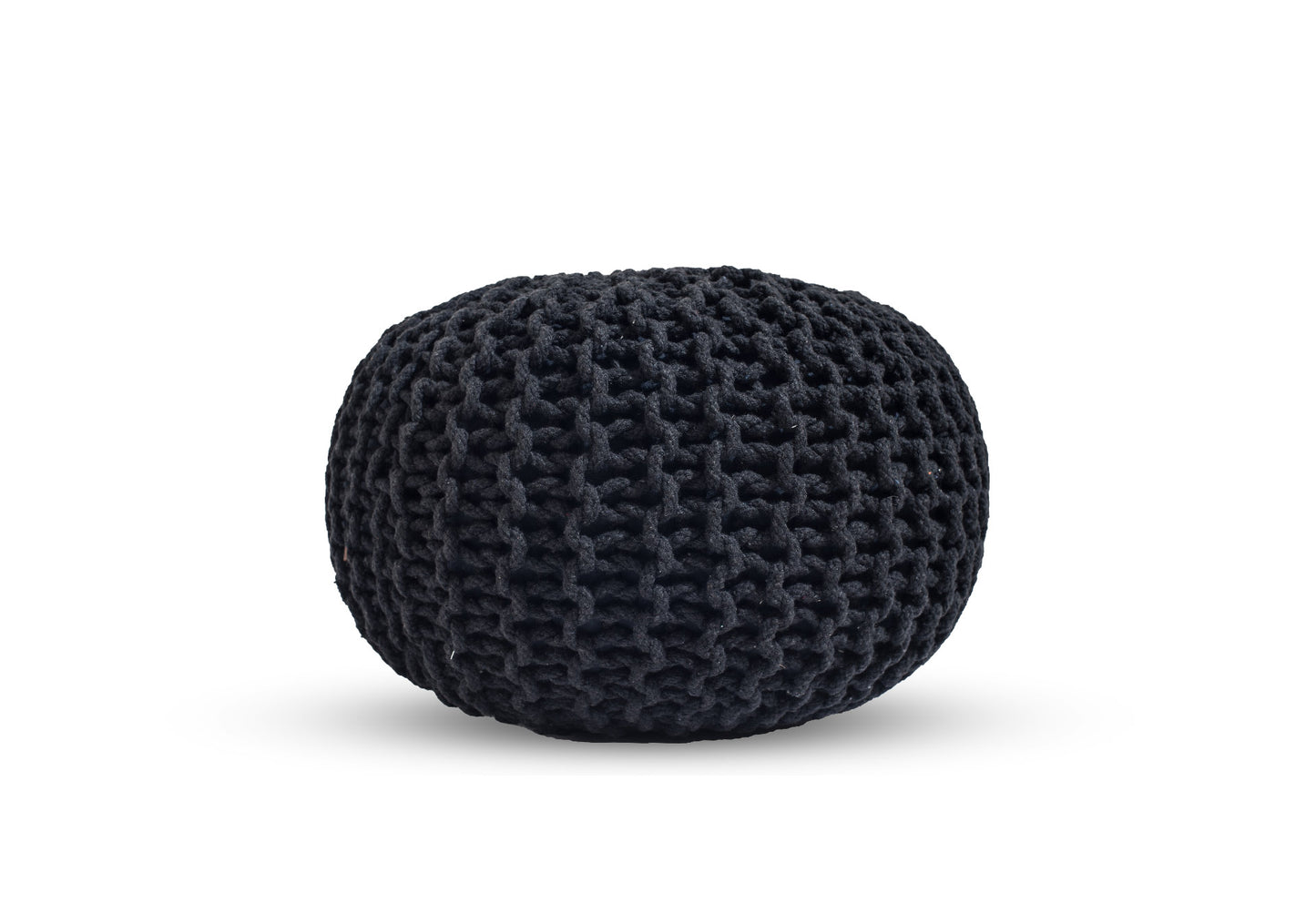 Puff Negro de Algodón Dori Tejido a Mano