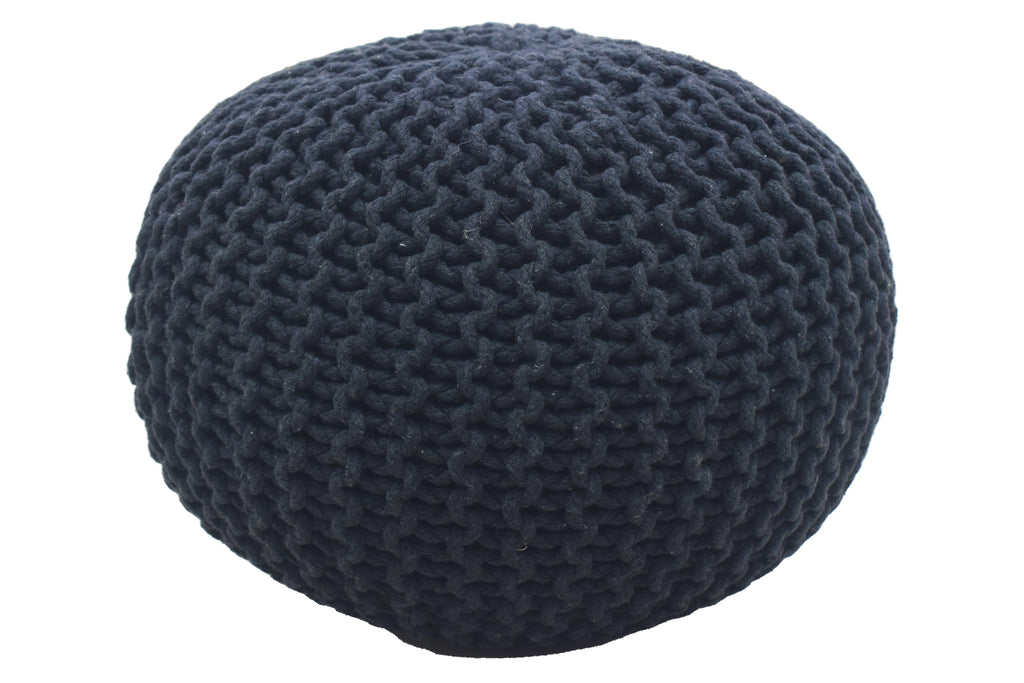 Handwoven Dark Grey Cotton Dori Pouf