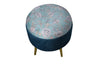Blossom Turquoise Round Stool with Metal Legs