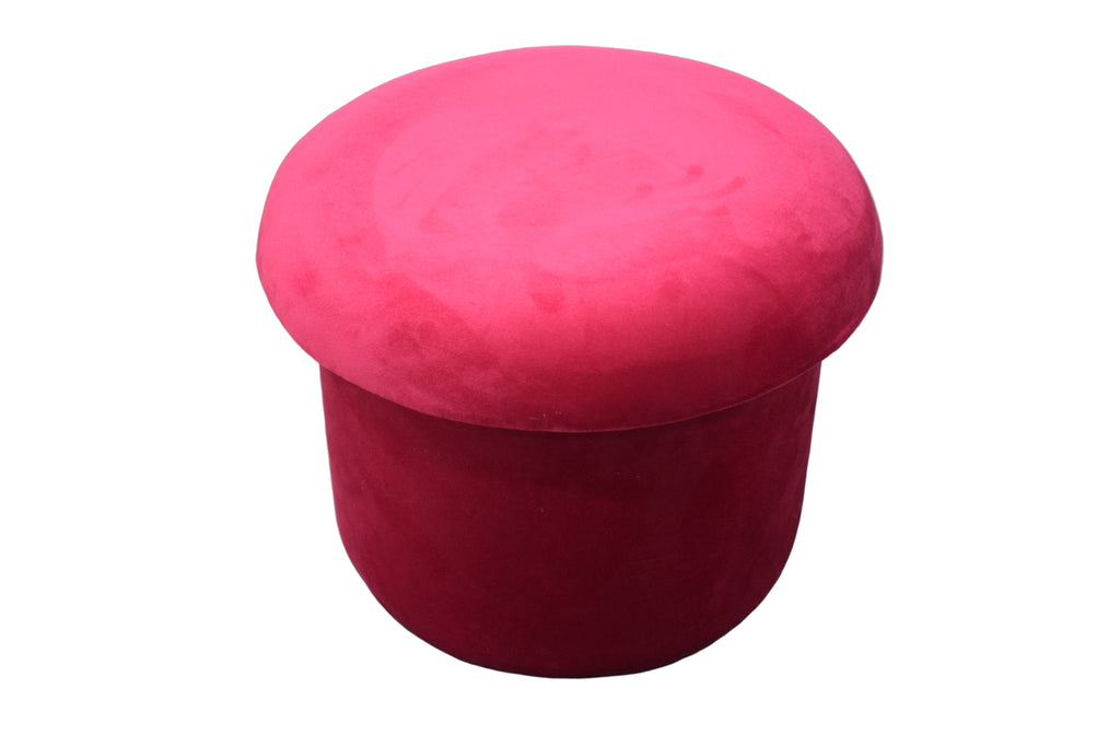 Taburete Redondo Rosa Mushroom con Base de Madera
