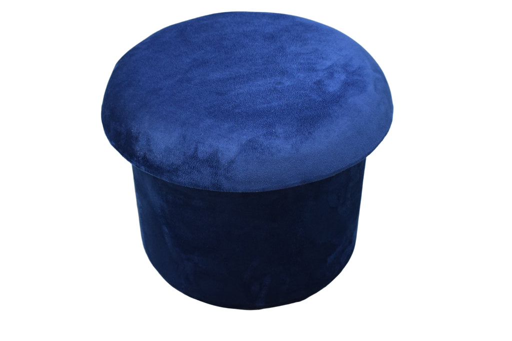 Taburete Redondo Azul Mushroom con Base de Madera
