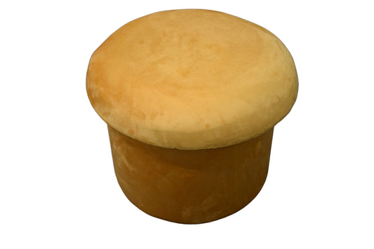 Taburete Redondo Amarillo Mushroom con Base de Madera